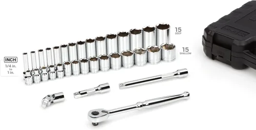 Miniatura 3 de TEKTON Juego de llaves de vaso y trinquete de 6 puntos, 34 piezas (1/4-1 pulg.) SKT15101
