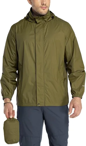 Miniatura 49 de 33,000ft - Chaqueta de lluvia impermeable y plegable para hombre, ligera, con capucha, cortavientos ideal para golf o ciclismo