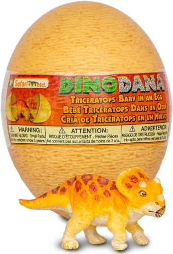 Safari Ltd. Dino Dana Baby Triceratops - Figura de huevo de dinosaurio de 4.5 pulgadas, juguete educativo para niños, niñas y niños a partir de 3