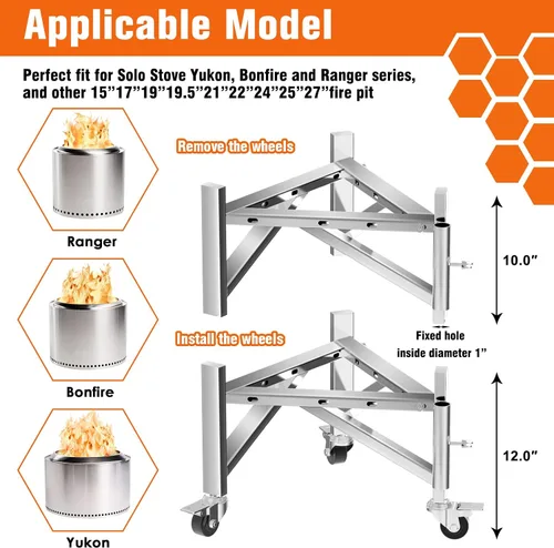 Miniatura 2 de Soporte universal para fogata de 15, 17, 19.5, 22, 25, 27 pulgadas, soporte de acero inoxidable para fogata de campamento para estufa individual