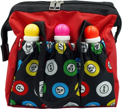 Miniatura 2 de Yuanhe Bolsas de Bingo Dauber con 6 bolsillos, bolsa de bingo roja Rojo