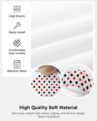 Miniatura 5 de Funda para silla de oficina, diseño de lunares, patrón geométrico, rojo y negro, protector y elástico, universal giratorio, 2 piezas para silla