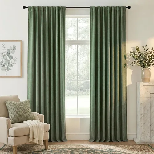 Miniatura 31 de RYB HOME Cortinas cortas opacas 100% marrones, 45 pulgadas de largo, 52 pulgadas de ancho, bloqueo de luz y aislamiento térmico para cocina