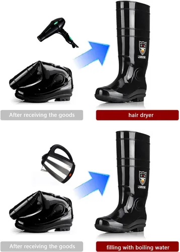 Miniatura 5 de Botas de lluvia largas para hombre, botas de pesca impermeables y cómodas, botas de cubierta de PVC antideslizantes, botas duraderas y transpirables