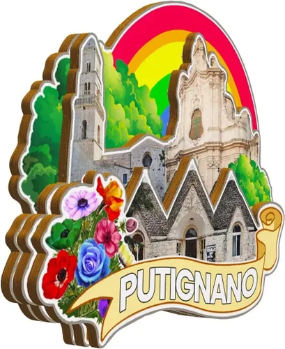 Miniatura 2 de Putignano Puglia - Imán de madera para nevera, diseño de Italia, monumentos 3D, recuerdos coleccionables, decoración hecha a mano -2593