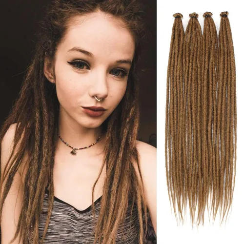 Miniatura 19 de Kraler - Extensiones de rastas de 22 pulgadas con 40 hebras, trenzadas a mano, estilo reggae, de color blanco perla, sintéticas, de 0,6 cm de ancho