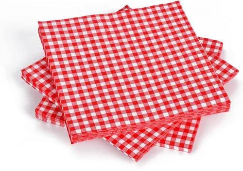 Miniatura 5 de Gatherfun Servilletas desechables de papel a cuadros rojos y blancos (paquete de 50)