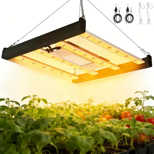 HHNMAHN - Luz LED de crecimiento de 120 W, espectro completo, regulable para plantas de interior, lámpara colgante de cultivo de 13 x 12.5 pulgadas