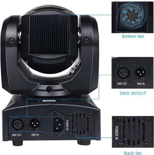 Miniatura 6 de BETOPPER Luz de cabeza móvil de 30 W, iluminación de escenario 8 GOBO 8 colores 9/11 canal DMX-512 con sonido activado para DJ, fiesta, bar, club