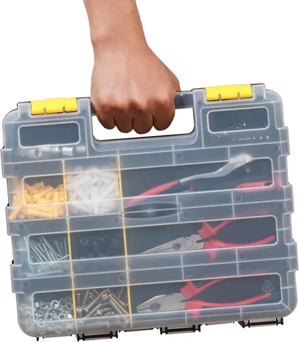 Miniatura 7 de Organizador de herramientas de doble cara con polímero resistente a los impactos, almacenamiento de caja de hardware, excelente para tornillos