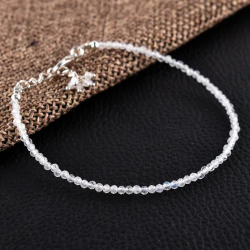 Miniatura 78 de Natural Gemstone Micro Beads Dainty Bangle Bracelet, Handmade Birthstone Jewelry, Healing Chakra Crystals, Silver Plated 8 inch, Birthday Gift for