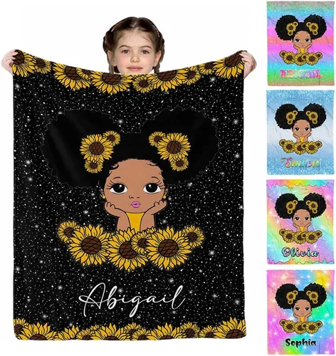 Miniatura 22 de D-Story Mantas personalizadas, mantas personalizadas con nombre, manta americana, manta africana para niña, mantas personalizadas para niños