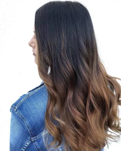 Tressmatch 16 pulgadas (18 pulgadas) Remy extensiones de cabello humano clip en ombre apagado Negro/Medio/Castaña café Full Head Volumen Set 9
