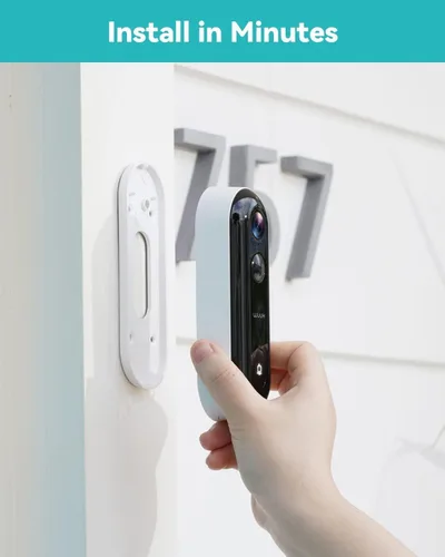 Miniatura 3 de WUUK - Cámara de timbre inalámbrica sin suscripción, timbre de cámara de 3MP, base de inicio incorporada con almacenamiento de 32GB, timbre de video