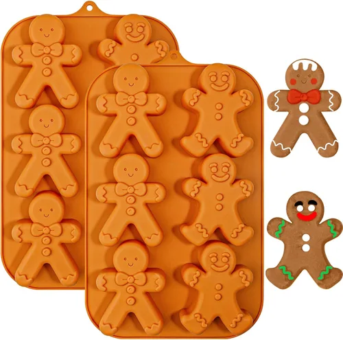 Molde de silicona de hombre de jengibre Webake, moldes navideños de 6 cavidades con forma de hombre de jengibre para pastel, jabón, jalea, galleta