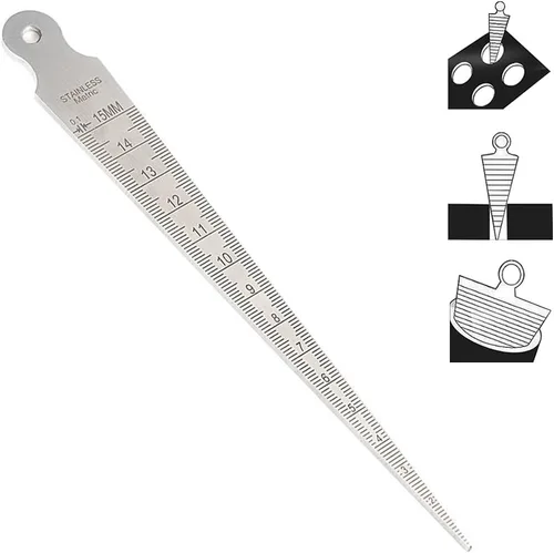 Medidor cónico de 0.039-0.591 in 1/32-5/8 pulgadas de acero inoxidable medidor de soldadura cónico en pulgadas y métrica herramienta de medición de
