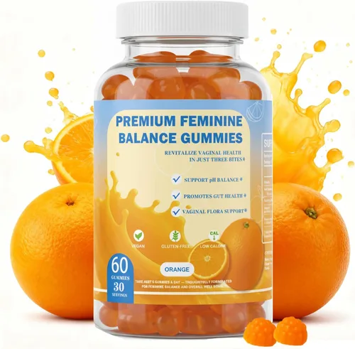 DEWANG Gomitas de equilibrio femenino, equilibrio diario del pH y apoyo a la salud vaginal, probióticos para mujeres, olor y confianza, sabor a