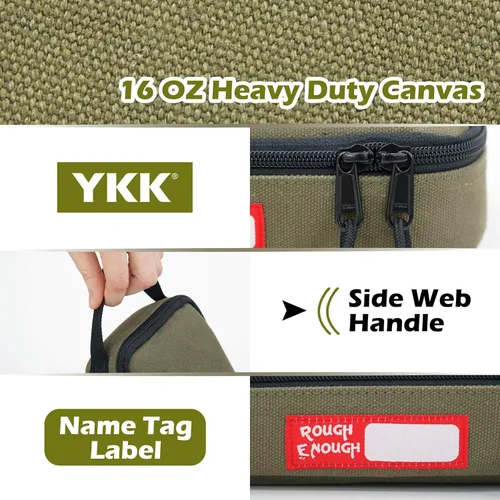 Miniatura 4 de Rough Enough - Organizador de cables de viaje con cremallera, estuche grande para lápices, bolsa de herramientas para electricista, bolsa de Verde