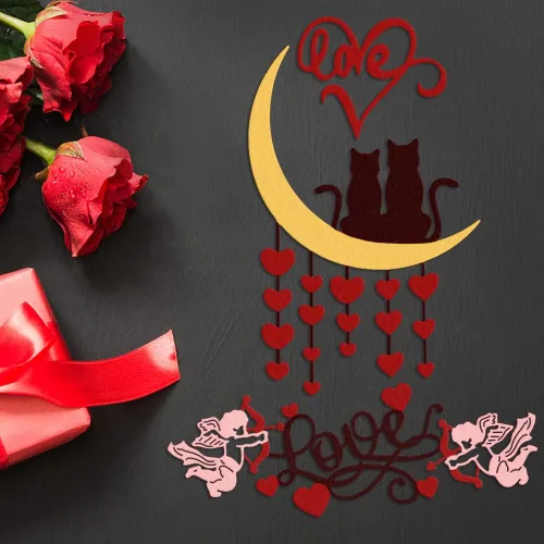 Miniatura 4 de Troqueles de metal para el día de San Valentín y luna, para hacer tarjetas, palabras de amor de Cupido, troqueles de corte de corazón