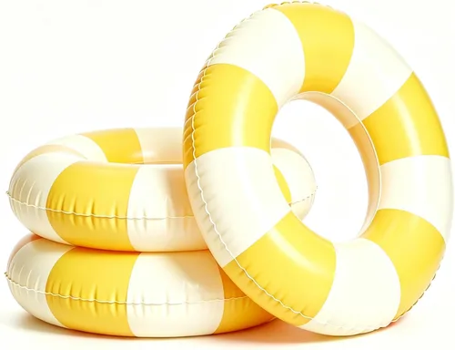 Miniatura 17 de Flotadores de piscina a rayas de 32 pulgadas para adultos, paquete de 3 flotadores inflables de piscina - Flotador de piscina de verano para adultos