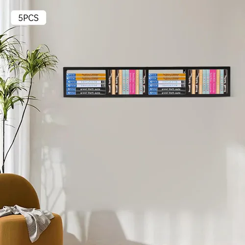 Miniatura 5 de Estante de almacenamiento de medios de 34 pulgadas para montaje en pared, organizador de CD y DVD, estante de metal, estante de almacenamiento