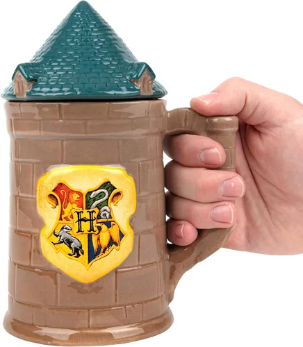 Miniatura 9 de Harry Potter Gringotts Bank - Taza grande de 30 onzas, jarra de cerveza con tapa de cerámica con licencia oficial, para café, té, cerveza