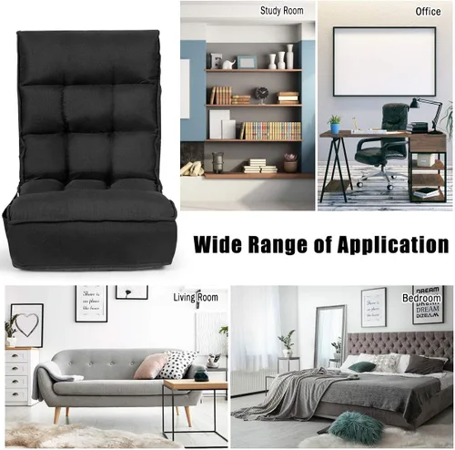 Miniatura 4 de DORTALA Silla de Piso Plegable para Adultos, Silla Gaming de Espuma con Memoria con Soporte Ajustable para Cabeza y Espalda de 5 Posiciones, Asiento