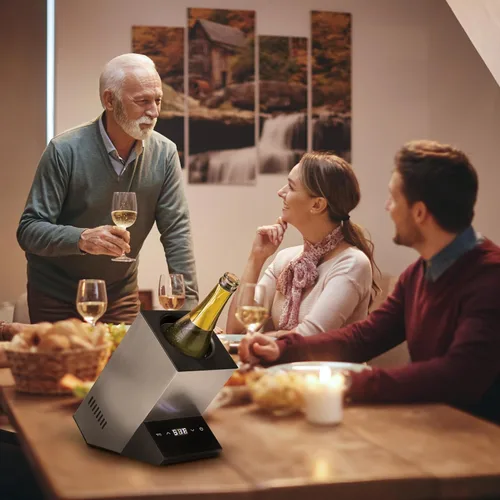 Miniatura 3 de Cobalance Enfriador de vino eléctrico, enfriador de una sola botella para vino de 25.4 fl oz o algo de champán, refrigeradores portátiles que