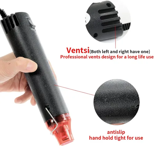 Miniatura 3 de Pistola de calor para manualidades, pistola de aire caliente de 110 V y 300 W, cable ultra largo de 3.28 pies, pistola de calor portátil con soporte