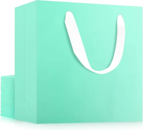 Miniatura 35 de EUSOAR Bolsas de Regalo Grandes Azul Marino, Paquete de 25 - Bolsas de Papel de Compras de 12.5"x4.5"x11" con Asas para Negocios, Manualidades