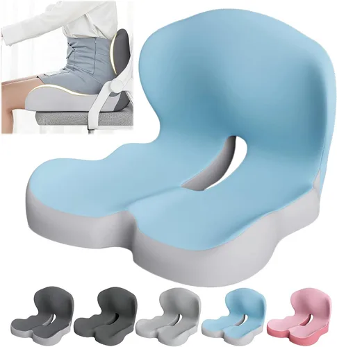 Miniatura 7 de Cojín ortopédico, cojín de asiento para silla de oficina y automóvil, cojines ergonómicos de espuma viscoelástica en forma de L, soporte lumbar
