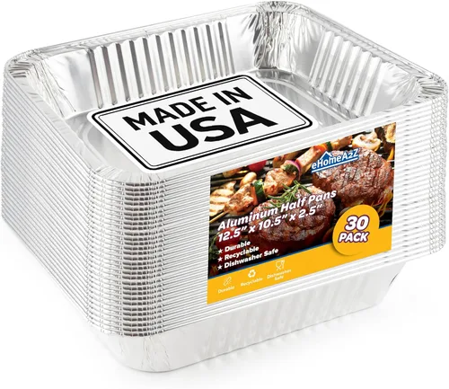 Sartenes de aluminio desechables de tamaño medio (paquete de 30) 9 x 13 para preparar, asar, alimentos, almacenamiento, calefacción, cocina,