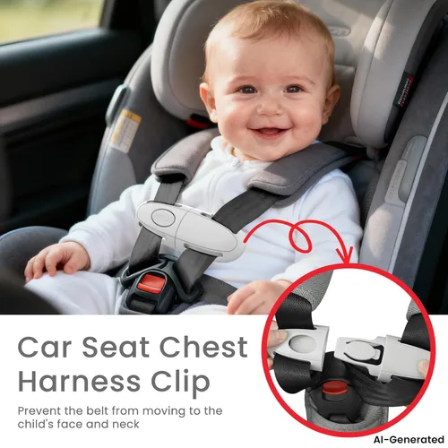 Miniatura 4 de Clip universal para arnés de pecho de asiento de automóvil para niños, ajustador de cinturón de seguridad para niños y protector de hebilla Gris