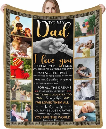 Mantas personalizadas con fotos, manta para el día del padre: fabricada en Estados Unidos, mantas personalizadas con imágenes, manta personalizada