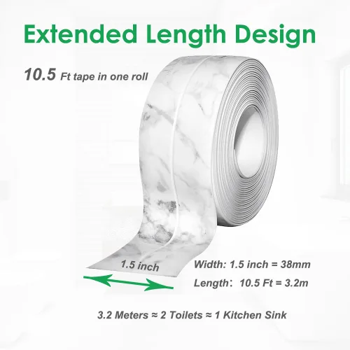 Miniatura 2 de Cinta de calafateo para cocina y baño de 1.5" * 10.5', pegamento acrílico mejorado, PVC autoadhesivo impermeable, cinta de calafateo, moldura