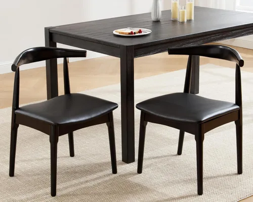 Miniatura 3 de VESCASA Juego de 2 sillas de comedor de mediados de siglo, sillas de comedor tapizadas de piel sintética, sillas de comedor de madera maciza