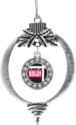 Miniatura 27 de Inspired Silver - Twin One - Adorno festivo de Navidad de plata - Adorno festivo de árbol de Navidad con dije de círculo y circonita cúbica