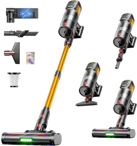 Aspiradora inalámbrica, 55 kPa, 650 W, 650 W, 65 minutos, para el hogar, aspiradora de palo con pantalla LED y cepillo antienredos y diseño