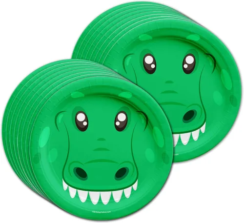 Miniatura 2 de Suministros para fiesta de cumpleaños de cocodrilo, juego de vajilla de cocodrilo para cumpleaños de niño, kit incluye platos, servilletas y tazas