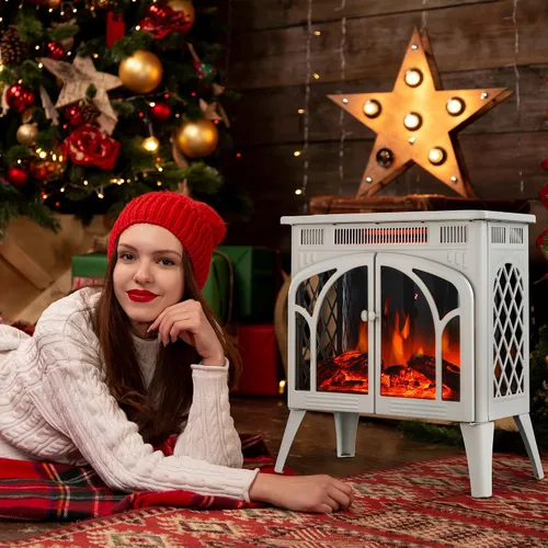 Miniatura 6 de Electactic Estufa eléctrica de chimenea de 24 pulgadas, estufa de chimenea infrarroja independiente, llama 3D controlable, 4 colores variables