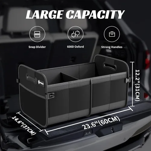 Miniatura 2 de Sposuit Organizador de maletero para automóvil, almacenamiento plegable de 70 litros con 11 bolsillos y asas reforzadas, organizadores de maletero