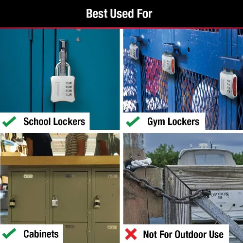 Miniatura 3 de Master Lock Cerradura de combinación reiniciable para interiores, cerradura combinada de 4 dígitos para armarios de gimnasio y escuela