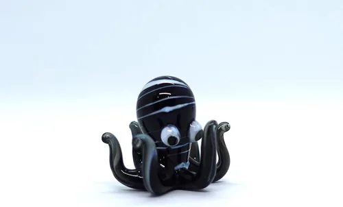 Miniatura 4 de Pulpo diminutas micro figuras sopladas a mano de vidrio de color arte animales coleccionables regalo decoración del hogar (negro)