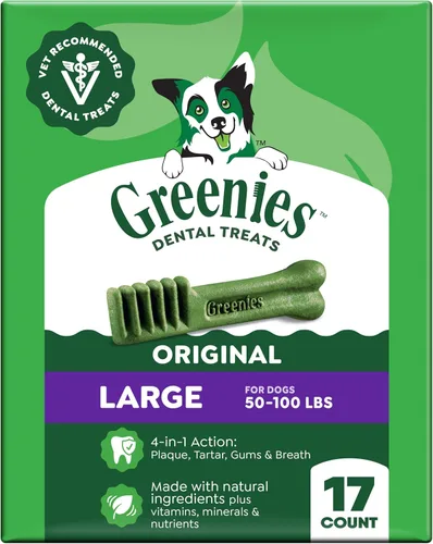 GREENIES - Golosinas naturales originales para la salud dental de perros grandes, 27 onzas Paquete (17 golosinas)