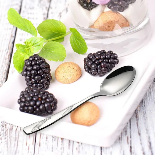 Miniatura 4 de Cuchara de postre de acero inoxidable de 16 piezas, juego de cubiertos de cuchara de postre de 6.02 pulgadas 6.02-Inch, Dessert Spoons, Cutlery