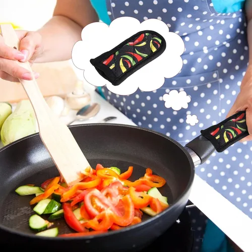 Miniatura 7 de Geiserailie 8 piezas de funda de hierro fundido para mango de sartén resistente al calor, soportes antideslizantes para ollas, asas lavables a