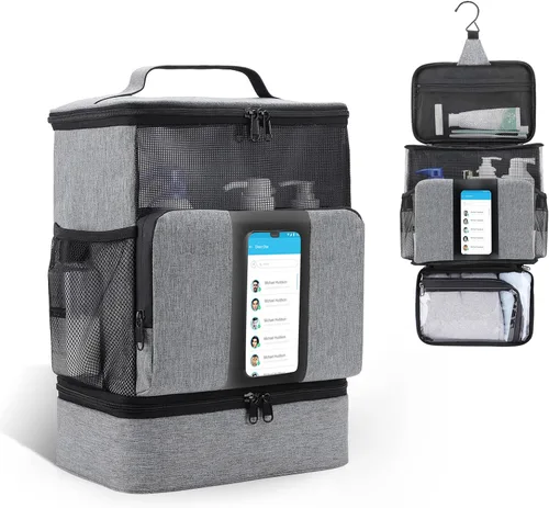 Funambulist Carrito de ducha de gran capacidad portátil para dormitorio, esencial para estudiantes universitarios, niñas/chicos (gris)