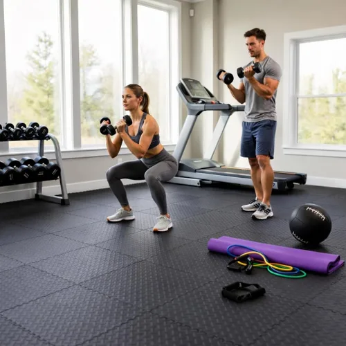 Miniatura 7 de BEAUTYOVO Tapete de ejercicio tipo rompecabezas con 12/24/48 baldosas de espuma entrelazadas para gimnasio, baldosas de espuma EVA de 24'' x 24