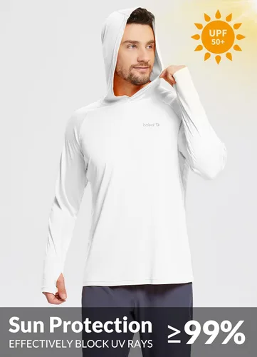 Miniatura 3 de BALEAF Sudadera con capucha para hombre con protección solar UPF 50+ de manga larga, SPFUV, secado rápido, ligera, para entrenamiento de pesca