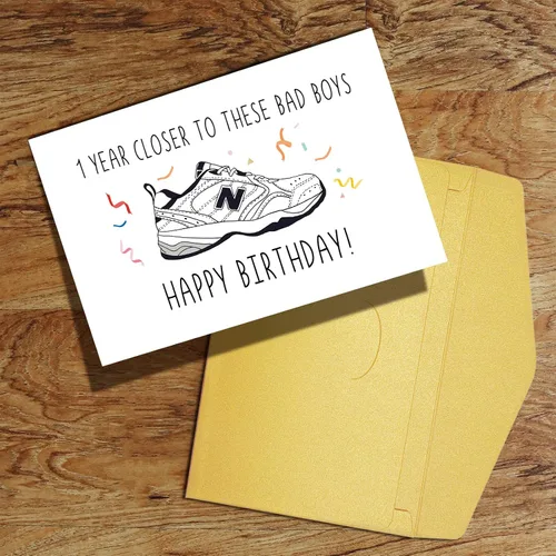 Miniatura 8 de Qiliji Tarjeta de cumpleaños de zapatos divertidos para papá, tarjeta de feliz cumpleaños para él, tarjeta de cumpleaños de New Balance Shoes
